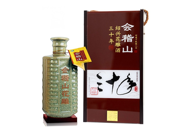 烟台会稽山黄酒回收会稽山三十年绍兴花雕酒30年木盒装2.5L黄酒